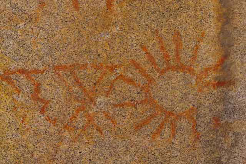 Photo of an Indian pictograph image of the sun
